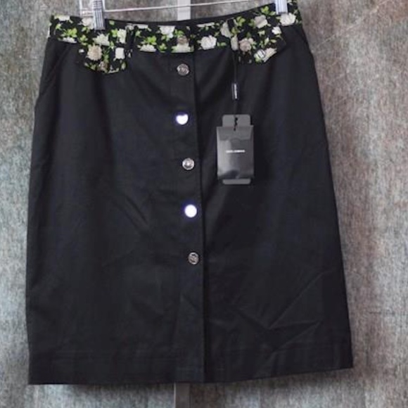 Dolce & Gabbana Black Floral Skirt Sz 48 NWT - Picture 11 of 12